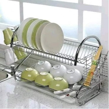 2 Layer Dish Drainer Kitchen Rack